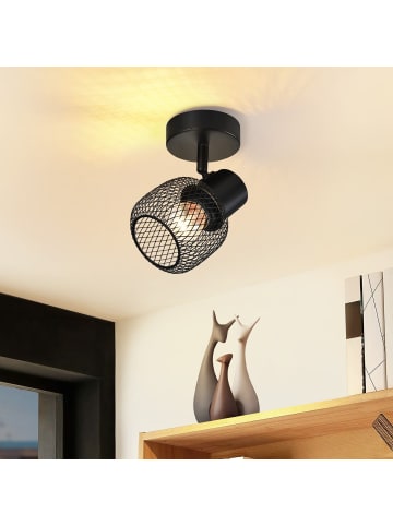 ZMH Deckenleuchte in schwarz 1-flammige E27 rund Vintage Metall verstelbar 330°