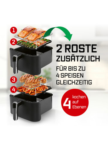 Gourmetmaxx GOURMETmaxx FryUp Vertikale Doppelkammer-Heißluftfritteuse - 4 Ebenen - 10 Lite