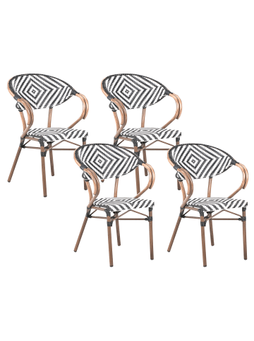 Beliani 4er-Set Esszimmerstuhl CASPRI in Schwarz/Weiß/Braun