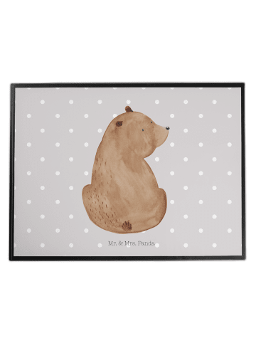 Mr. & Mrs. Panda Schreibunterlage Bär Schulterblick ohne Spruch in Grau Pastell