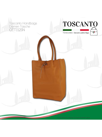 Toscanto Leder Shopper, Schultertasche Toscanto Tasche braun, cognac ca. 30cm