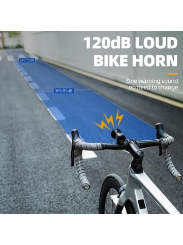 Rockbros Elektronische Fahrradklingel in Schwarz Wasserdicht aus robustem in Schwarz