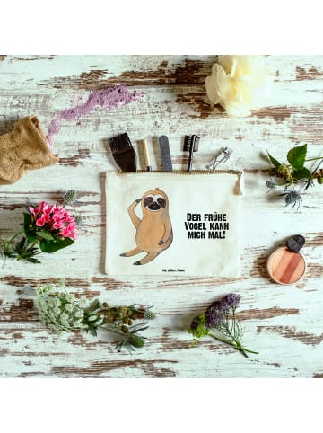 Mr. & Mrs. Panda Schminktasche Faultier Vogel mit Spruch in Weiß
