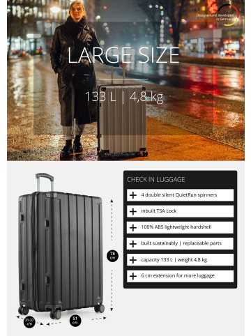 Hauptstadtkoffer Q-Damm - Großer Koffer Hartschale XL Trolley, TSA, 68cm, 4 Rollen, 133 L in Schwarz