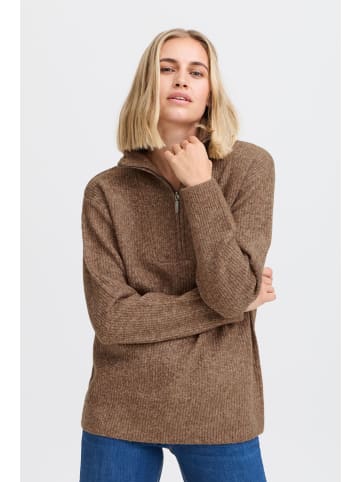 PULZ Jeans Strickpullover PZASTRA Zipper Roll Neck Pullover 50208352 modischer Strickpullover in Braun