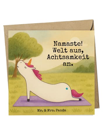 Mr. & Mrs. Panda Klappkarte Einhorn Yoga Design mit Spruch in Weiß