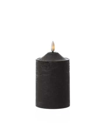 MARELIDA LED Kerze in Rustik-Optik H: 15cm, D: 7,5cm in schwarz