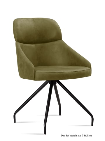 58 aufm Kessel ESSZIMMERSTUHL (2er-Set) Dionne 52x82x63 Schwarz/Olivgrün
