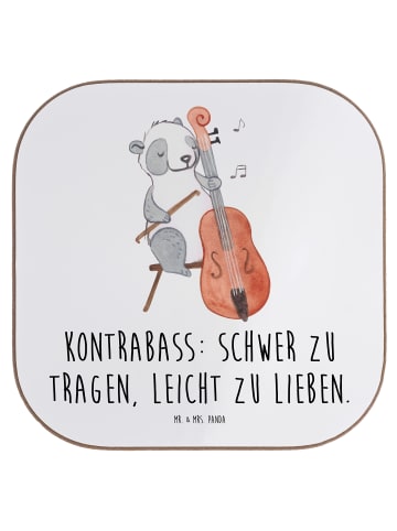 Mr. & Mrs. Panda Untersetzer Kontrabass Liebe mit Spruch in Weiß