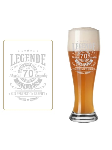 LUXENTU Weizenbierglas mit Gravur Legende seit 70 Jahren 0,5 l in transparent