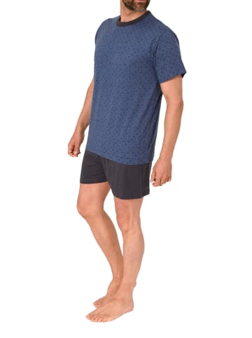 NORMANN Kurzarm Schlafanzug Shorty Pyjama print - 86200 in blau-mel.