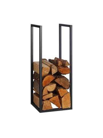relaxdays Kaminholzregal in Schwarz - (B)30 x (H)75 x (T)30 cm