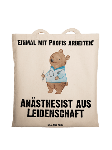 Mr. & Mrs. Panda Stoffbeutel Anästhesist Leidenschaft mit Spruch in Creme