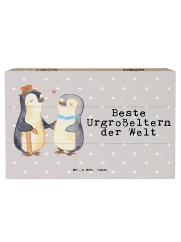Mr. & Mrs. Panda Holzkiste Pinguin Beste Urgroßeltern der Welt m... in Grau Pastell