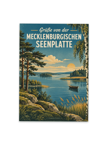 Mr. & Mrs. Panda Postkarte Seenplatte nostalgisch Design mit Spruch in Weiß