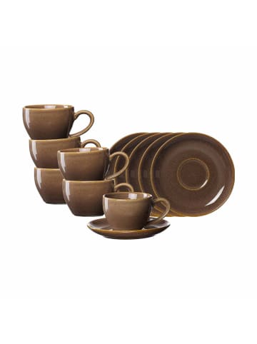 Ritzenhoff & Breker 6er Set Espressotassen mit Untertassen Sahara 100 ml in Dunkelbraun