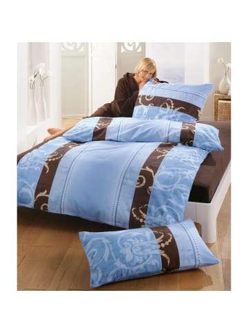 Dyckhoff Weichfrottier Bettwäsche in himmelblau-braun