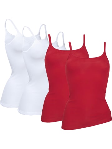 Con-ta Unterhemd 4er-Pack in weiß/rot