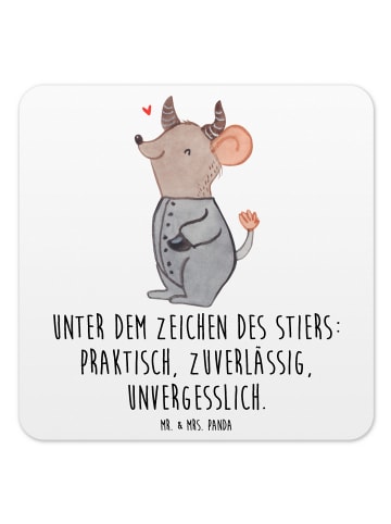Mr. & Mrs. Panda Untersetzer für Gläser Stier Astrologie mit Spruch in Weiß