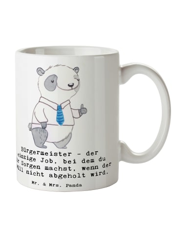 Mr. & Mrs. Panda Tasse Bürgermeister Job mit Spruch in Weiß