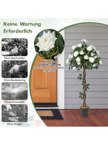 COSTWAY 120 cm Kunstbaum mit Blüten in Grün