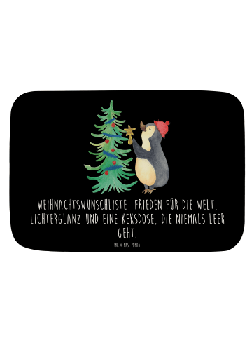 Mr. & Mrs. Panda Badteppich Pinguin Weihnachtsbaum mit Spruch in Schwarz