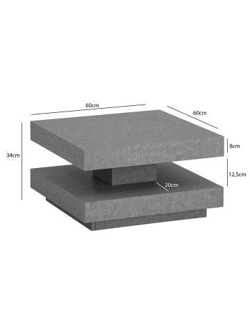 KADIMA DESIGN Couchtisch 60x60x34 cm Sofatisch in Beton-Optik Modern, Design in Grau