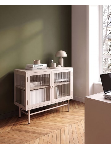 Beliani Vitrine DEVON in Beige - (W) 77 x (H) 64 x (L) 35 cm