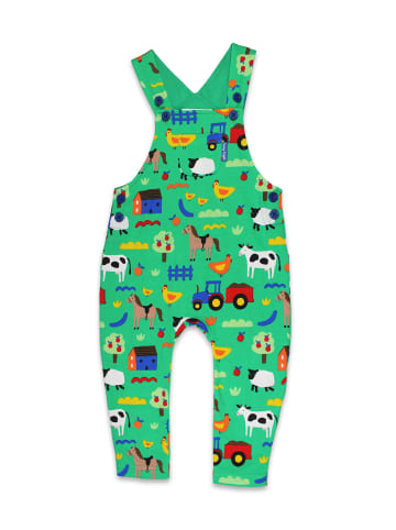 Toby Tiger Latzhose mit Hillside Bauernhof Print in grün
