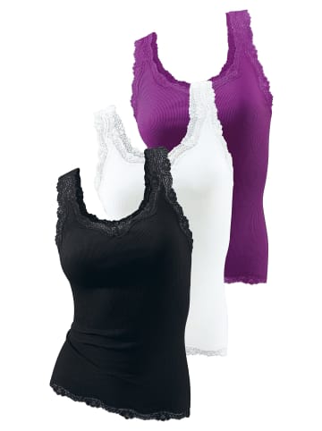 H.I.S Spitzentop in schwarz, weiß, beere