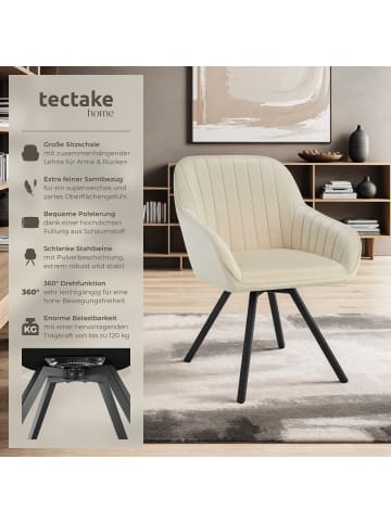 tectake Drehbarer Armlehnstuhl gepolstert, in Samtoptik, 58 x 58 x 82 cm