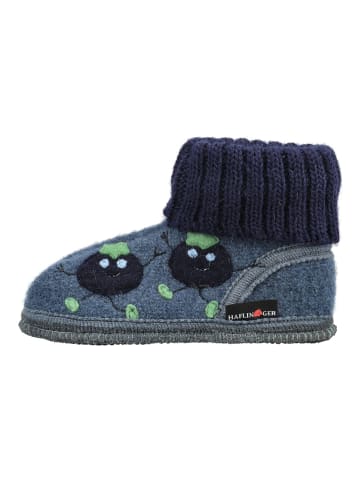 HAFLINGER Hausschuhe HÜTTENSCHUH BLAUBEERE Schwarz/Blau