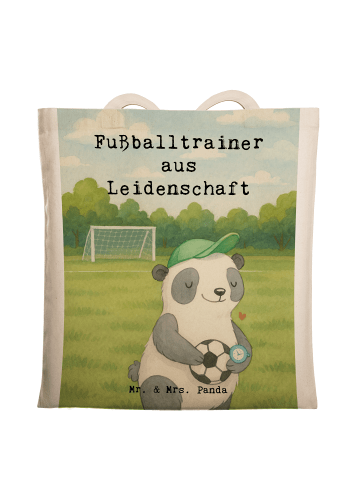 Mr. & Mrs. Panda Jutebeutel Fußballtrainer Leidenschaft Design m... in Weiß
