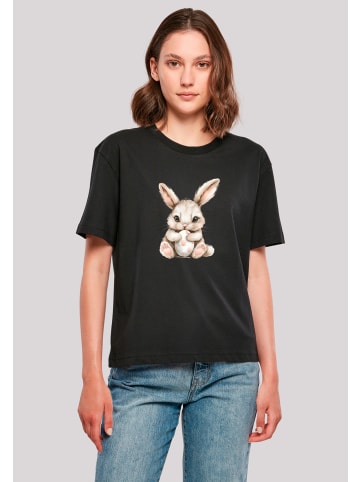 F4NT4STIC Tee Niedlicher Osterhase mit Ei in schwarz