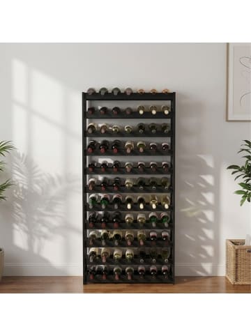 relaxdays Weinregal in Schwarz - (B)72,5 x (H)166 x (T)25 cm