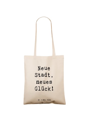 Mr. & Mrs. Panda Schultertasche Spruch Umzug neue Stadt mit Spruch in Creme