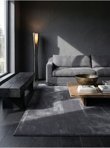 KADIMA DESIGN Kurzflorteppich Uni Antirutsch pflegeleicht Wohnzimmer Schlafzimmer in Anthrazit