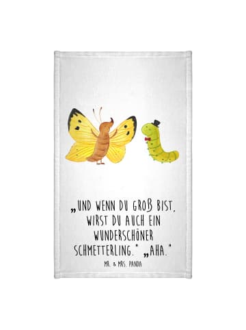 Mr. & Mrs. Panda Gästehandtuch Raupe Schmetterling mit Spruch in Weiß