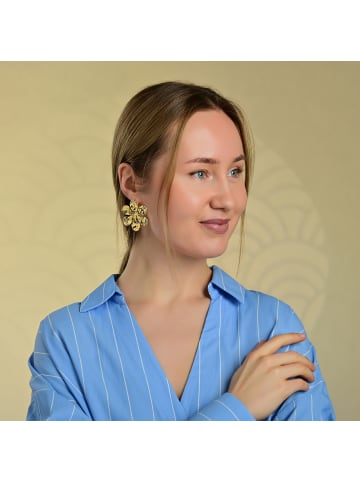 Adeliás Damen Ohrringe – Ohrstecker Blume aus Edelstahl in gold
