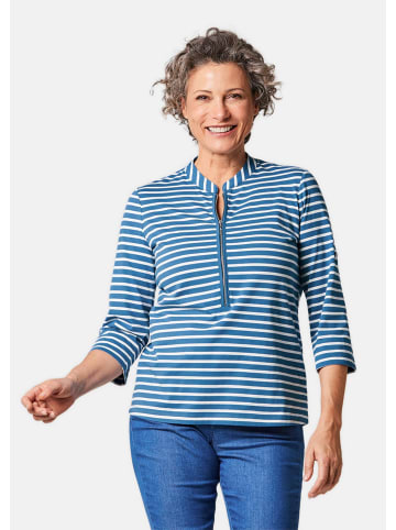 GOLDNER Sportives Ringelshirt in Longform in royalblau / cremeweiß / geringelt