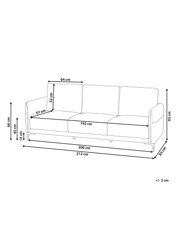 Beliani 3-Sitzer Sofa CILENS in Braun/Grau - (W) 212 x (H) 93 x (L) 73 cm