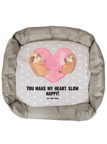 Mr. & Mrs. Panda Hundesofa Faultiere Herz mit Spruch in Grau Pastell