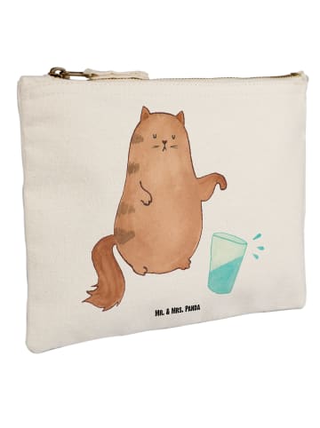Mr. & Mrs. Panda Kulturbeutel Katze Wasserglas ohne Spruch in Weiß