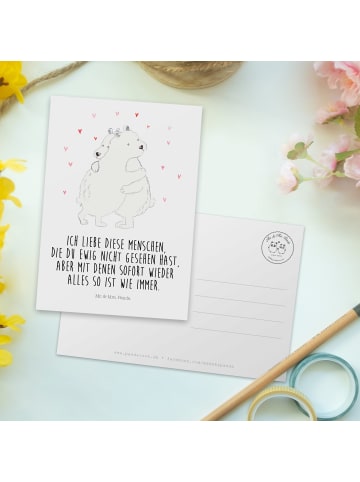 Mr. & Mrs. Panda Ansichtskarte Eisbär Umarmen mit Spruch in Weiß
