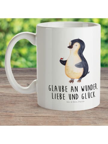 Mr. & Mrs. Panda Kindertasse Pinguin Marienkäfer mit Spruch in Weiß