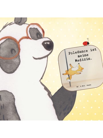 Mr. & Mrs. Panda Glas-Untersetzer Fuchs PoledanZeichen Design mit Spruch in Weiß