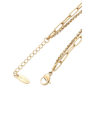 faina Women Double Strand Chain Link Bracelet With Pendant in Gold