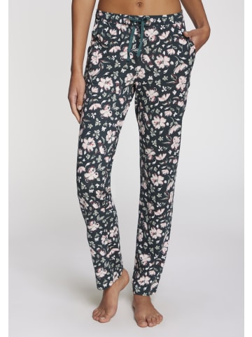 s.Oliver Pyjamaoberteil in dunkelgrün-rosa-geblümt