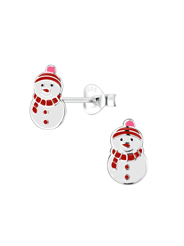 Alexander York Kinderohrstecker SCHNEEMANN rot in 925 Sterling Silber, 2-tlg.