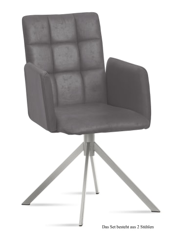 58 aufm Kessel ARMLEHNSTUHL (2er-Set) Dorita 52x91x60 Edelstahl/Grau